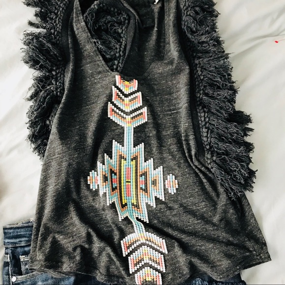 Boho Fringe Tassel  Festival Top Tank Small - Picture 2 of 5